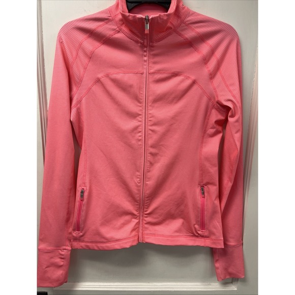 Gapbody Jackets & Blazers - GapBody Pink Striped Full-Zip Jacket Womens S Polyester/Spandex